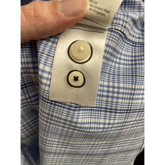 UNTUCKit Durbanville Shirt Large Tall Wrinkle Free Plaid Long Sleeve Blue Slim - Picture 4 of 10